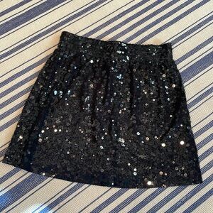 NWOT Garnet Hill Black Sequin Mini with Elastic Waist Size S